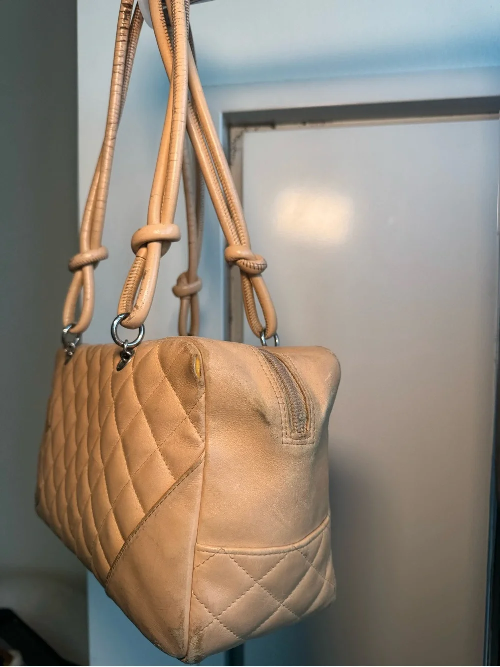 CHANEL Quilted Shoulder Bag in Camel Tan Leather